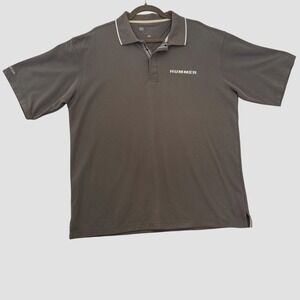 VTG Hummer Like Nothing Else Polo Shirt Mens L Gray Lee Performance GM SUV H2 H3